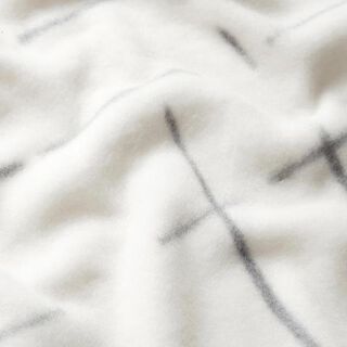 Fleecestof abstrakt mønster – hvid/mørkegrå, 
