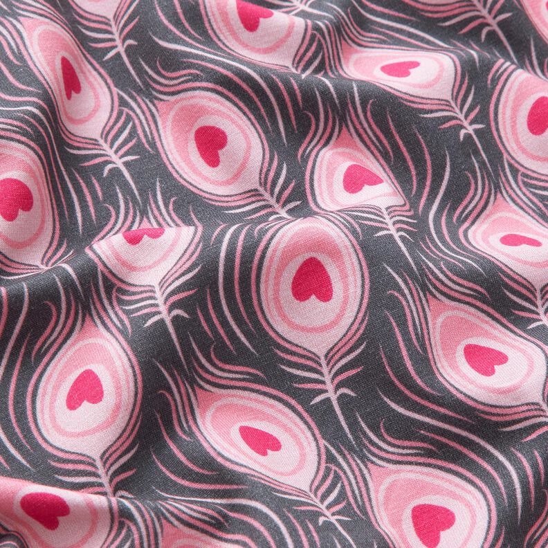 Bomuldsjersey Pavo | Stoff&Liebe – skiffergrå/intens pink,  image number 2