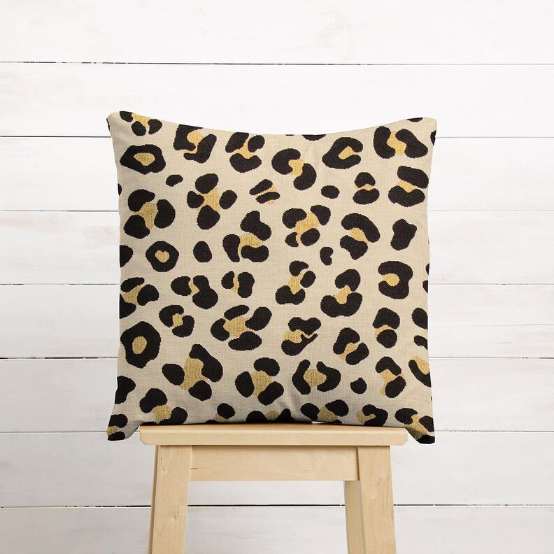 Dekorationsstof Gobelin Leopard – lysebeige/sort,  image number 7
