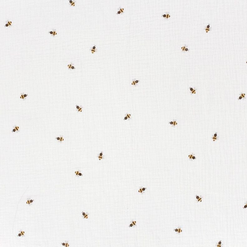 Musselin/Dobbelt-Crincle stof Små bier – uldhvid/guld,  image number 1