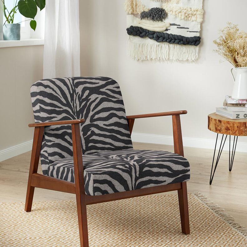 Polsterstof Jacquard zebra – sort/grå,  image number 7