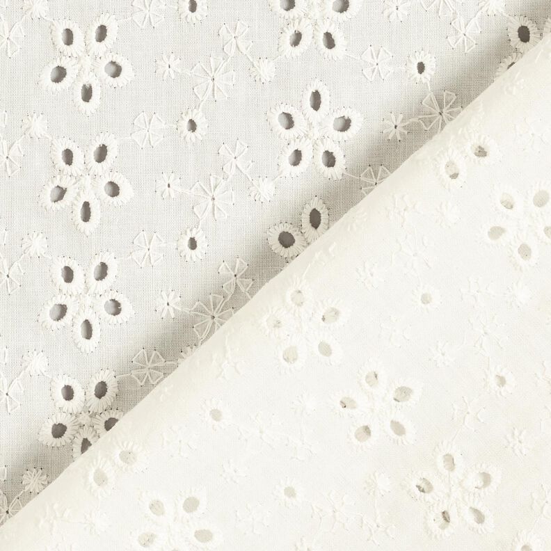 Bomuldsbatist Hulbroderi Blomsterækker – uldhvid,  image number 4