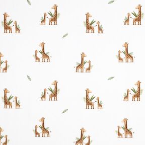 GOTS Bomuldsjersey Giraffamilie Digitaltryk | Poppy Fabrics – hvid/lysebrun, 