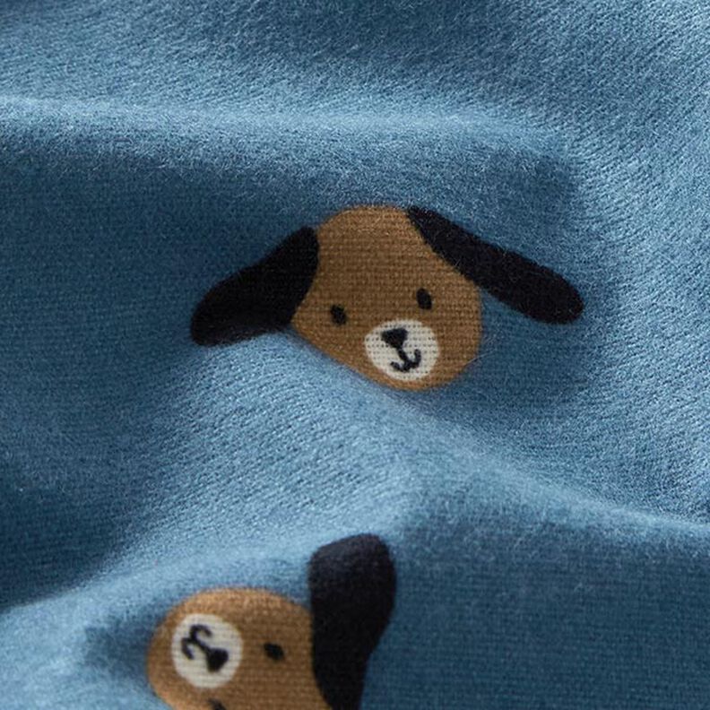 Bomuldsflonel hundehoveder – jeansblå,  image number 2