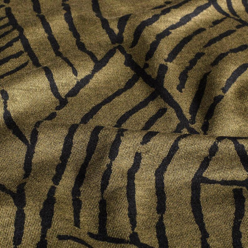 Romanit jersey abstrakte blade – mørk olivengrøn/sort,  image number 2