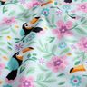 Bomuldsjersey tukaner i blomsterjunglen – babyblue/orange,  thumbnail number 2