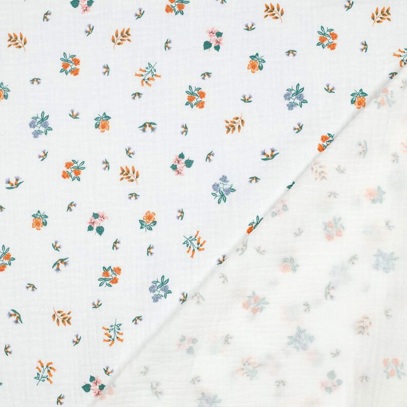 Musselin/Dobbelt-Crincle stof blomster | Poppy Fabrics – elfenben/ferskenorange,  image number 4