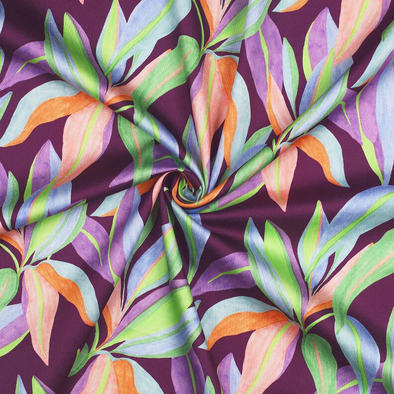 Bomuldssatin Blade digitaltryk| Poppy Fabrics &ndash; aubergine/lysegr&oslash;n,  image number 3