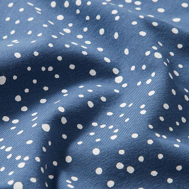 Bomuldsjersey uregelmæssige prikker – jeansblå,  image number 2