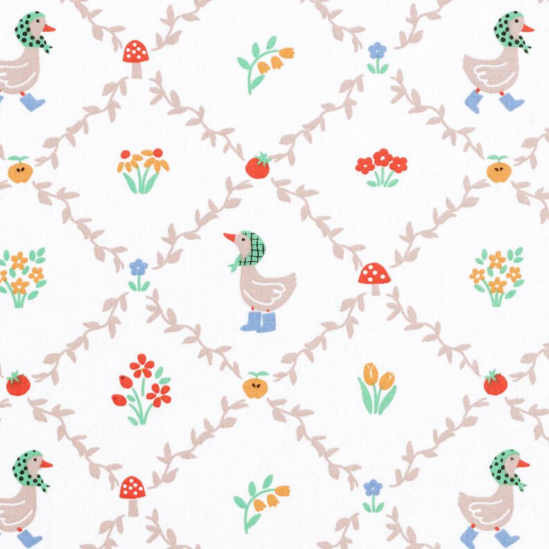 Bomuldspoplin Landhus Gæs – elfenben/mørkebeige,  image number 1