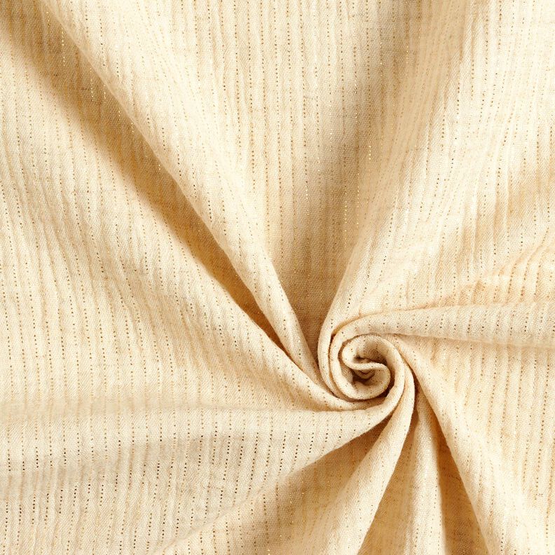Musselin/Dobbelt-Crincle stof hør-miks glimmerprikker – creme,  image number 3