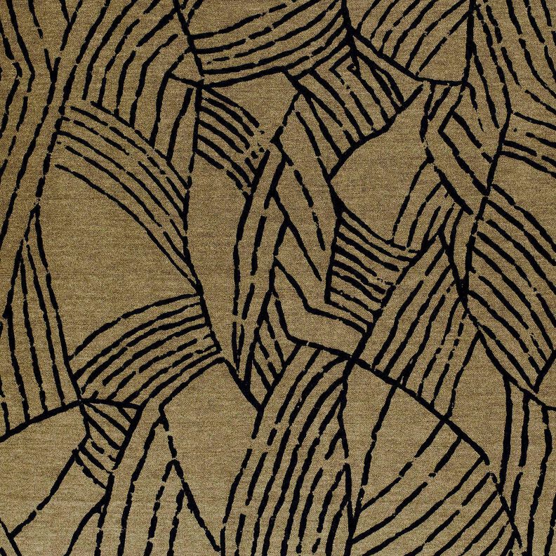 Romanit jersey abstrakte blade – mørk olivengrøn/sort,  image number 1