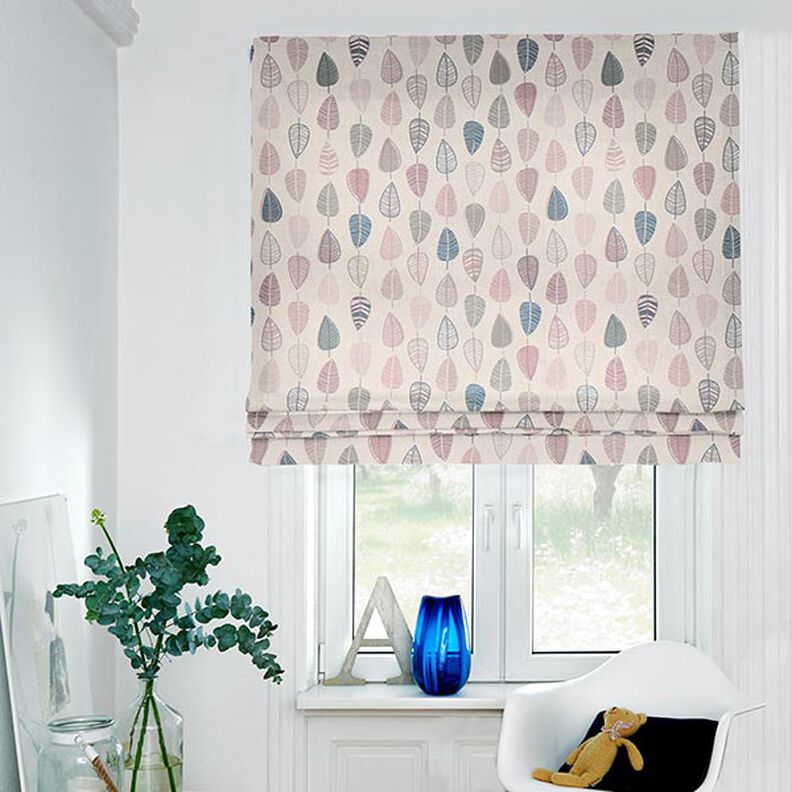 Dekorationsstof Halvpanama Retro-blade – lys gammelrosa/natur,  image number 6