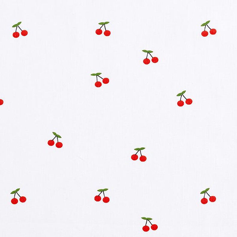 Bomuldspoplin kirsebær – hvid,  image number 1
