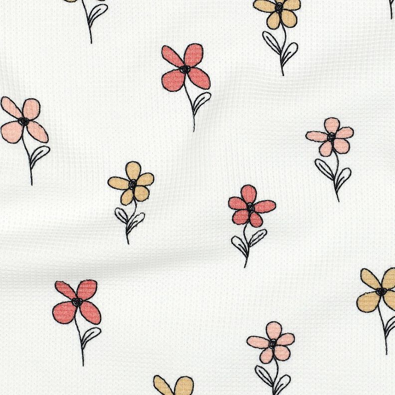 Vaflet jersey blomster | Poppy Fabrics – elfenben/apricot,  image number 2