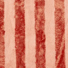 Frottéstof Bambus blokstriber – rød/hummerfarvet, 