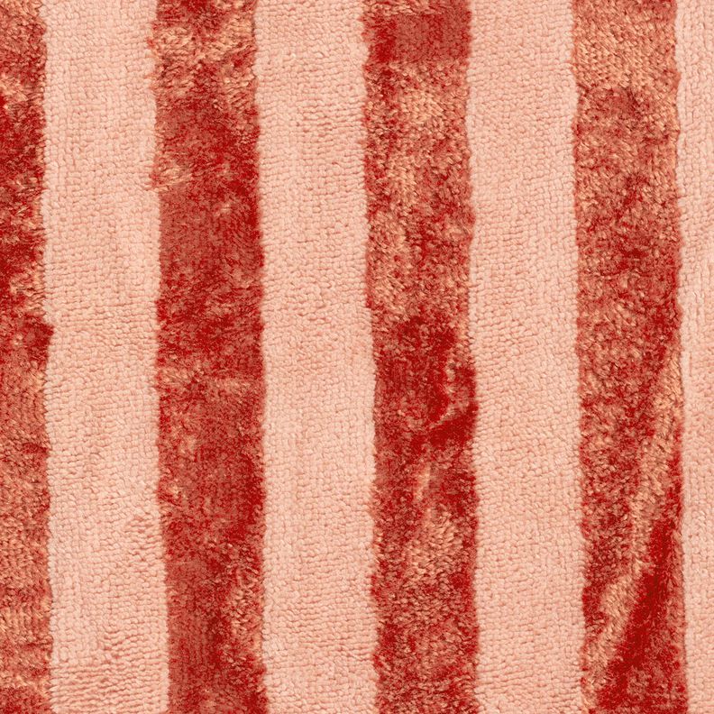 Frottéstof Bambus blokstriber – rød/hummerfarvet,  image number 1