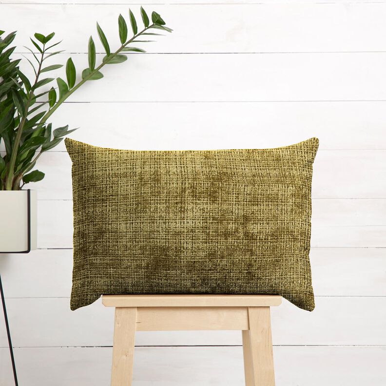 Polsterstof Chenille Ensfarvet – olivengrøn,  image number 6