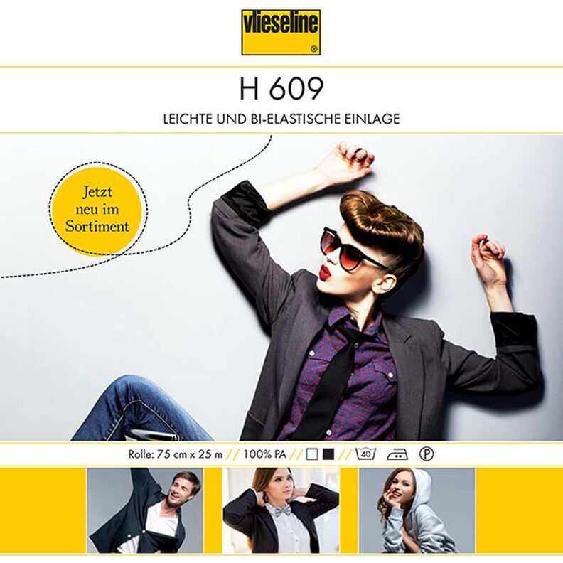 H 609 Strygeindlæg | Vlieseline – sort,  image number 2