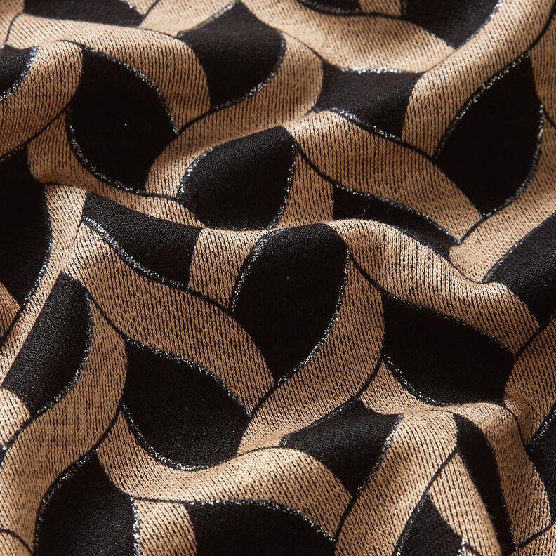 Viskosejersey Glitter-fletmønster – sort/apricot,  image number 5