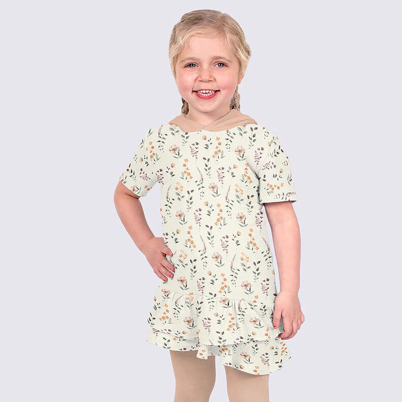 Musselin/Dobbelt-Crincle stof Vild eng Digitaltryk &ndash; hvid,  image number 6