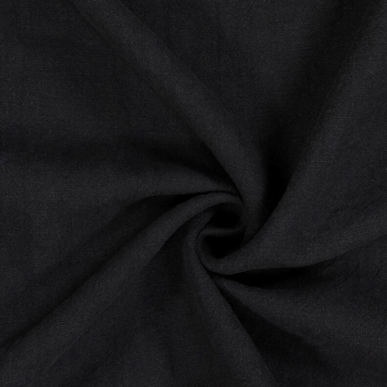 Hørstof ramie mix stonewashed, kraftig kvalitet – sort,  image number 1
