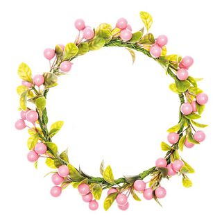 Dekoration blomsterkrans med bær [Ø 12 cm/ 17 cm] – rosa/grøn, 