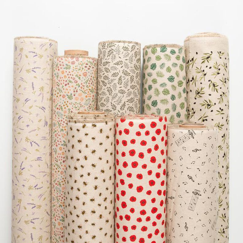 Dekorationsstof Halvpanama Lavendel – natur/lavendel,  image number 3