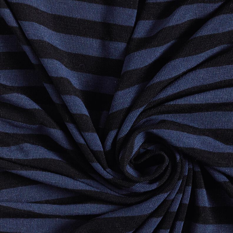 Jersey viskose-silke-miks striber – marineblå/sort,  image number 3