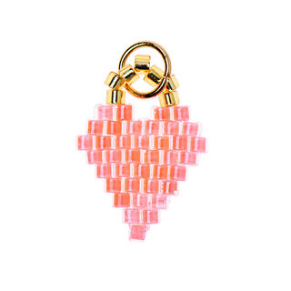 Vedhæng Brick Stitch Heart [11 mm  x 16 mm] | Rico Design – orange, 
