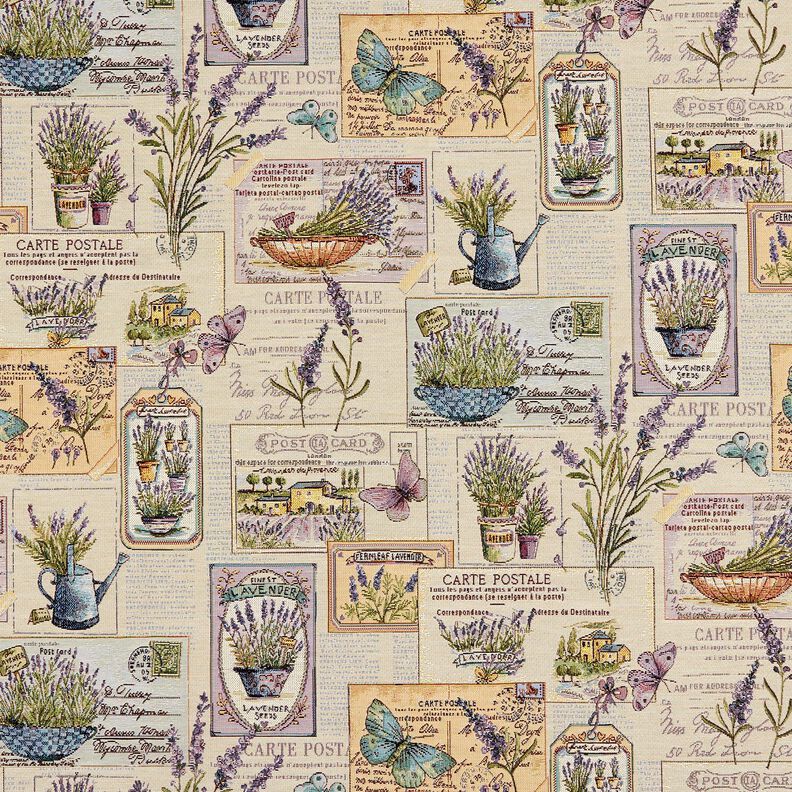 Dekorationsstof Gobelin lavendel-collage – natur/syren,  image number 1