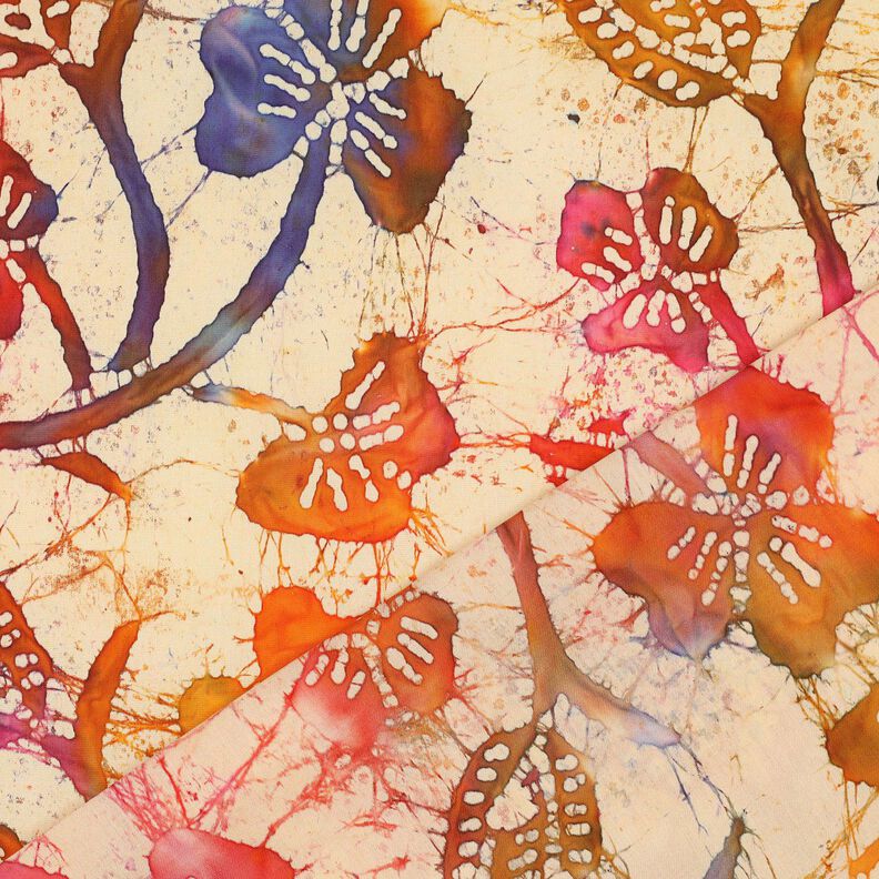 Viskosestof Batik-blade – sand/orange,  image number 4