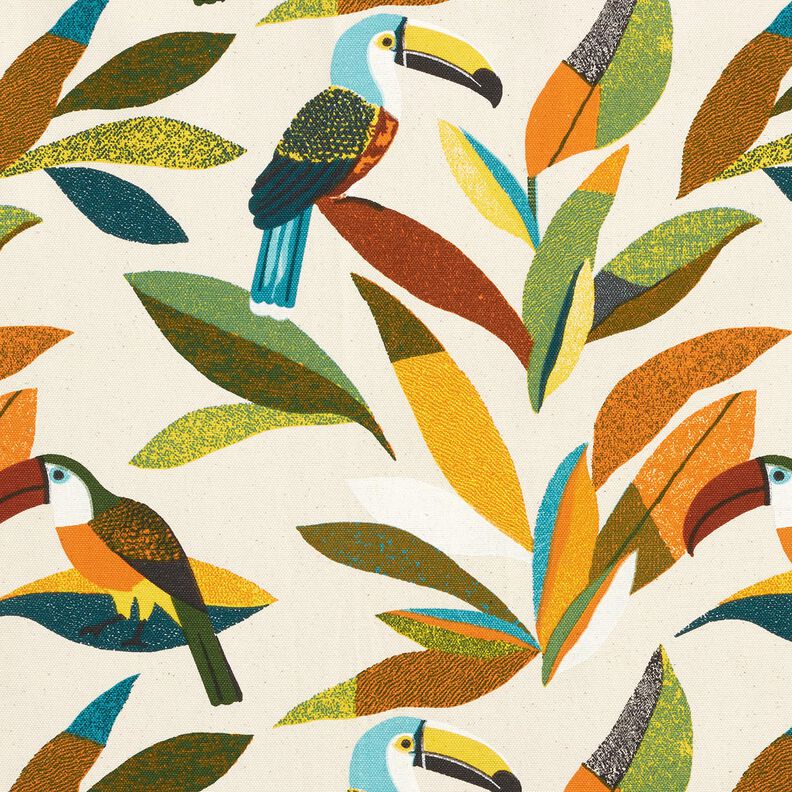 Dekorationsstof Panama tukan &ndash; natur/gr&oslash;n,  image number 1