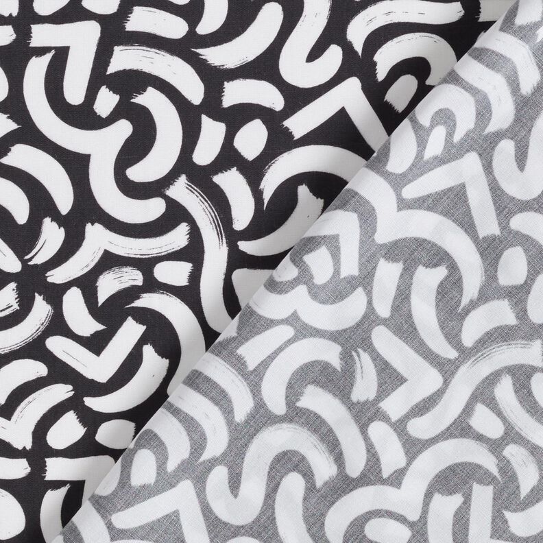 Viskosestof Abstrakte bølgelinjer – sort/hvid,  image number 4