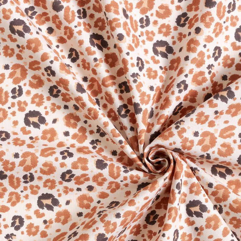 Bomuldsstof Cretonne store leopardpletter – kobberfarvet/lysebeige,  image number 3