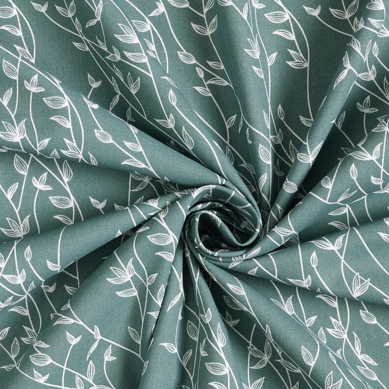Bomuldspoplin bladranker – blågran,  image number 3