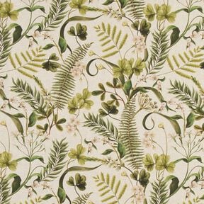 Dekorationsstof Halvpanama vilde planter – natur, 