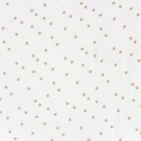 Musselin/Dobbelt-Crincle stof firkløver – uldhvid/pistacie, 