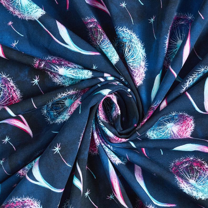 Bomuldsjersey mælkebøtter | Glitzerpüppi – natblå/purpur,  image number 3