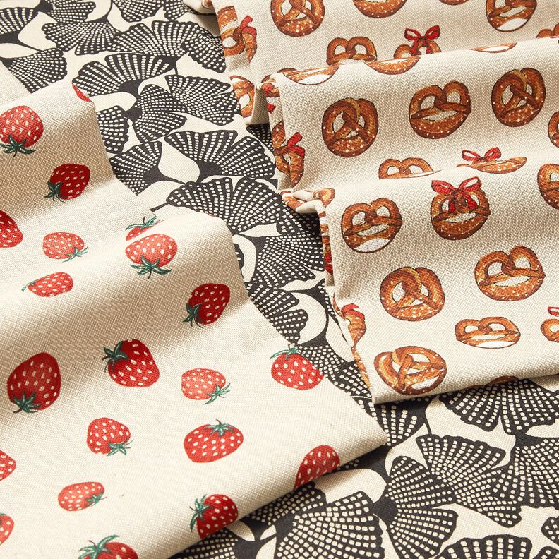 Dekorationsstof Halvpanama plettet ginkgo – sort/natur,  image number 6