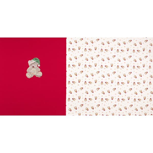 Panel French Terry Sommersweat jule-teddy – uldhvid/rød,  image number 1