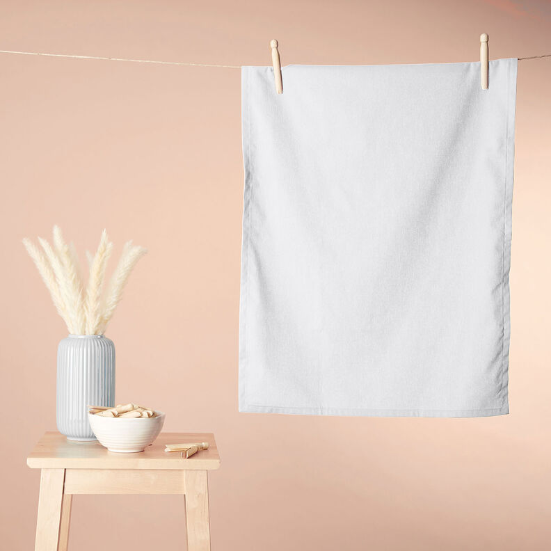 Bomuldsstof Cretonne Ensfarvet – hvid,  image number 8