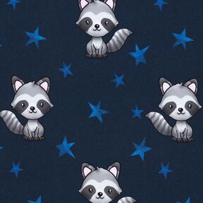 Bomuldsjersey Vaskebjørn med stjerner | Glitzerpüppi – natblå/sølv, 