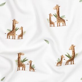 GOTS Bomuldsjersey Giraffamilie Digitaltryk | Poppy Fabrics – hvid/lysebrun, 