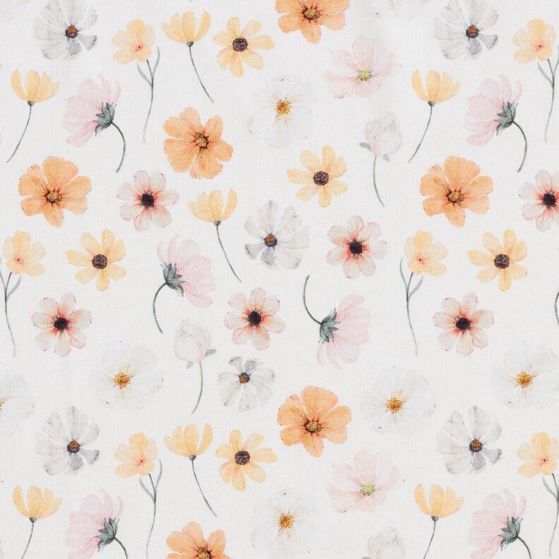 GOTS Bomuldsjersey blomstereng Digitaltryk – beige,  image number 1