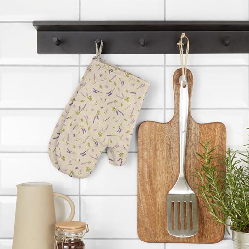 Dekorationsstof Halvpanama Lavendel – natur/lavendel,  image number 9