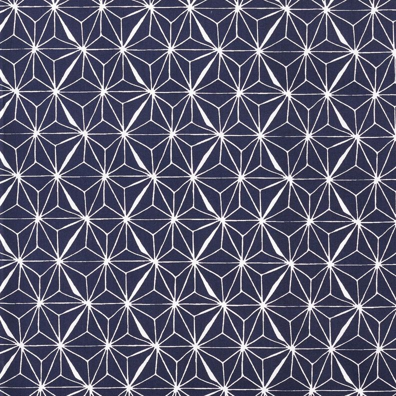 Imprægneret voksdug grafiske stjerner – marineblå/hvid,  image number 1