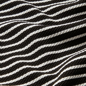 Jacquard jersey striber på tværs – sort/hvid | Reststykke 60cm, 