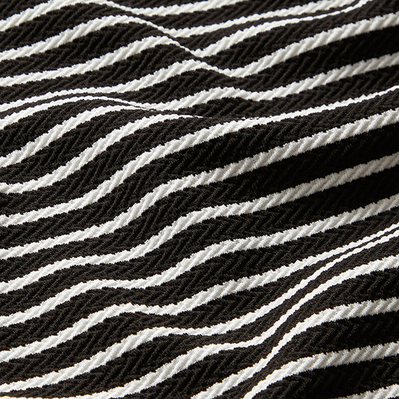 Jacquard jersey striber på tværs – sort/hvid,  image number 2