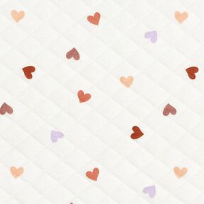 Doubleface Jersey farverige hjerter &ndash; elfenben, 